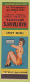 Matchbook Cover - Hartman's Grocery Harrisburg PA pinup