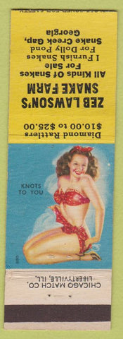Matchbook Cover - Zeb Lawson's Snake Farm Snake Creek Gap GA pinup