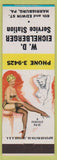 Matchbook Cover - WD Eichelberger Service Harrisburg PA oil gas pinup