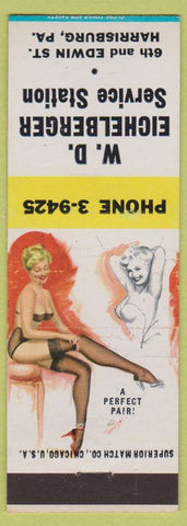 Matchbook Cover - WD Eichelberger Service Harrisburg PA oil gas pinup