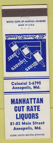 Matchbook Cover - Manhattan Cut Rate Liquors Annapolis MD