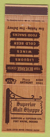 Matchbook Cover - Superior Malt Shoppe Fort Wayne IN