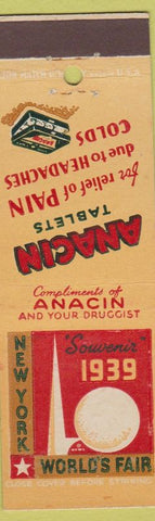 Matchbook Cover - Anacin Tablets New York City 1939 World's Fair
