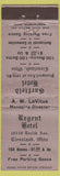 Matchbook Cover - Garfield Hotel Regent Cleveland OH