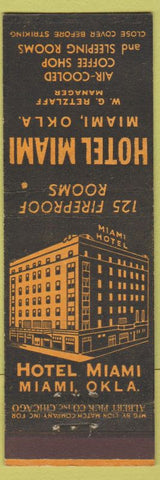 Matchbook Cover - Hotel Miami Miami OK Albert Pick Lion