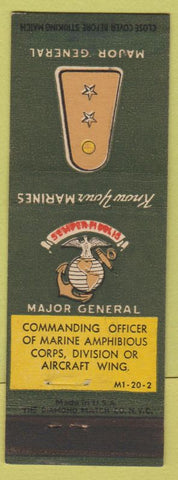 Matchbook Cover - Know Your Marines Major General