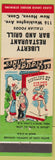 Matchbook Cover - Liberty Restaurant Italian New Haven CT hillbilly