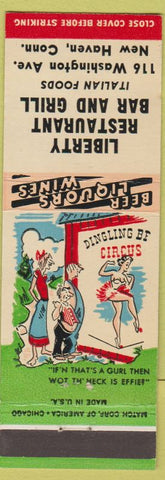 Matchbook Cover - Liberty Restaurant Italian New Haven CT hillbilly