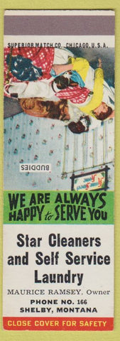 Matchbook Cover - Star Cleaners Laundry Shelby MT SAMPLE low phone