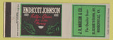 Matchbook Cover - Endioctt Johnson shoes JR Marcum Elizabethtown KY Hodgenville