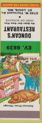 Matchbook Cover - Duncan's Restaurant ST Louis MO hillbilly SAMPLE