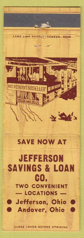 Matchbook Cover - Jefferson Savings Loan Andover OH Jefferson WEAR