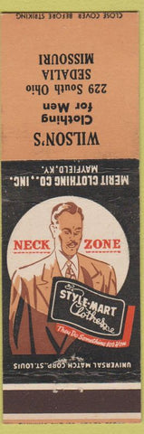 Matchbook Cover - Style Mart Men's Clothes Wilson's Sedalia MO