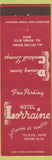 Matchbook Cover - Hotel Lorraine Toledo OH
