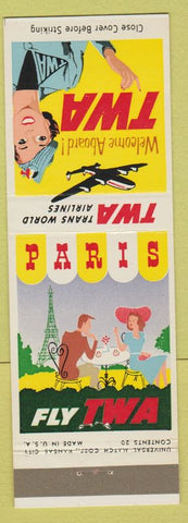 Matchbook Cover - TWA Airlines Paris girlie
