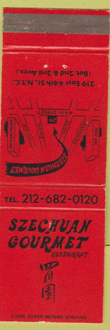Matchbook Cover - Szechuan Gourmet Restaurant New York City Chinese