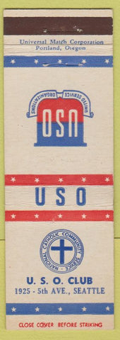 Matchbook Cover - USO Club Seattle WA