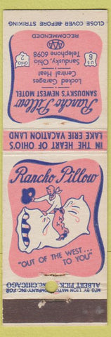 Matchbook Cover - Rancho Pillow Motel Sandusky OH Albert Pick Lion
