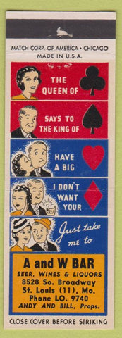 Matchbook Cover - A&W Bar St Louis MO