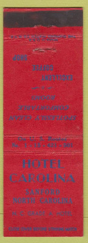Matchbook Cover - Hotel Carolina Sanford NC