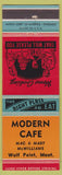 Matchbook Cover - Modern Cafe Wolf Point MT