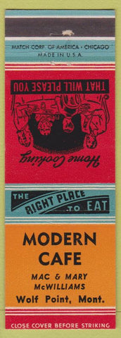 Matchbook Cover - Modern Cafe Wolf Point MT