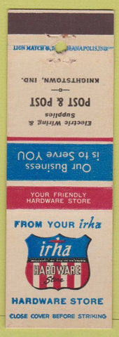 Matchbook Cover - IRHA Hardware Post & Post Knightstown IN