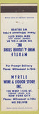 Matchbook Cover - Myrtle Wine Liquor New York City