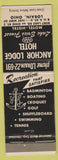 Matchbook Cover - Anchor Lodge Hotel Lorain OH