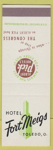 Matchbook Cover - Hotel Fort Meigs Toledo OH SAMPLE