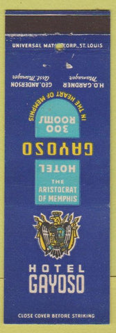 Matchbook Cover - Hotel Gayoso Memphis TN