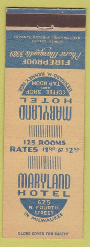 Matchbook Cover - Maryland Hotel Milwaukee WI