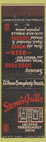 Matchbook Cover - Stone's Grills Ohio Chain WEAR