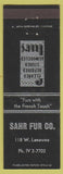 Matchbook Cover - Sahr Fur Company Lansing MI