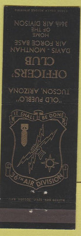 Matchbook Cover - Officers' Club Davis Monthan Air Force Base Tucson AZ