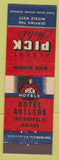 Matchbook Cover - Albert Pick Hotels Hotel Antlers Indianapolis IN