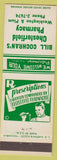 Matchbook Cover - Bill Cochran's Drugs Chesterfield