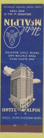 Matchbook Cover - Hotel McAlpin New York City
