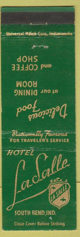 Matchbook Cover - Hotel LaSalle South Bend IN