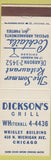 Matchbook Cover - Dickson's Grill Chicago IL Sommer Restaurant