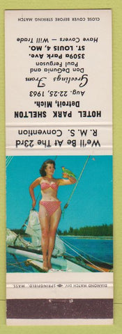 Matchbook Cover - Hotel Park Shelton Detroit MI RMS 1963 pinup Dan Degunia