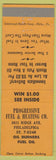 Matchbook Cover - Progressive Fuel Heating Philadelphia PA