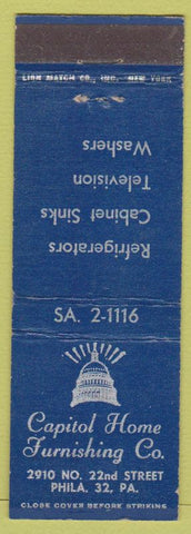 Matchbook Cover - Capitol Home Furnishing Furniture appliances Philadelphia PA