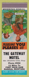 Matchbook Cover - Gateway Motel Nashua MT SAMPLE