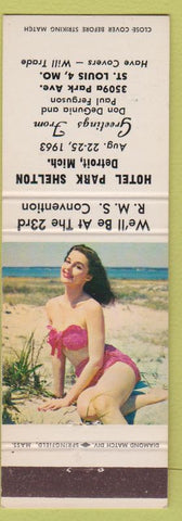 Matchbook Cover - Hotel Park Shelton Detroit MI RMS 1963 pinup Dan Degunia