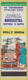 Matchbook Cover - Ralph Pugliese TV Harrisburg PA hillbilly