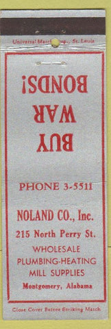 Matchbook Cover - Noland Plumbing Supply Mill Montgomery AL WWII