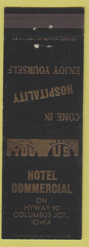 Matchbook Cover - Hotel Commercial Columbus Junction IA