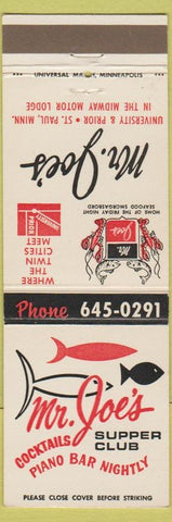 Matchbook Cover - Mr. Joe's Supper Club Minneapolis St Paul MN