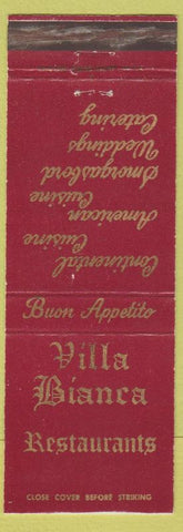 Matchbook Cover - Villa Bianca Restaurants Flushing Little Neck NY
